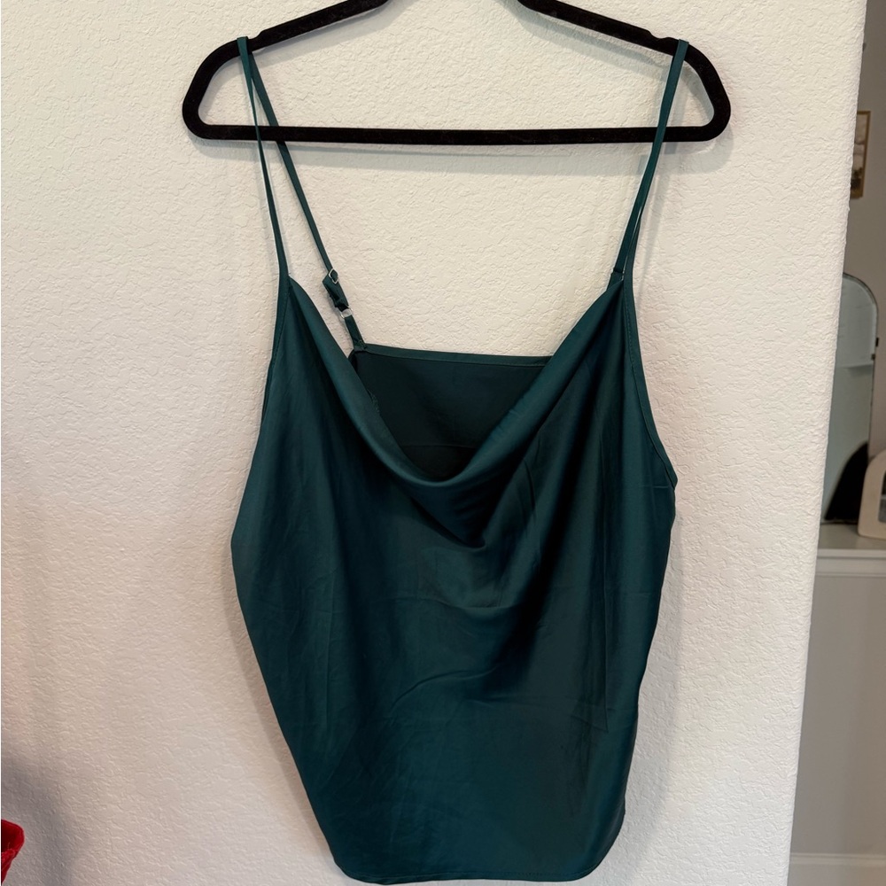 Women's Teal Cowl Neck Tank Top